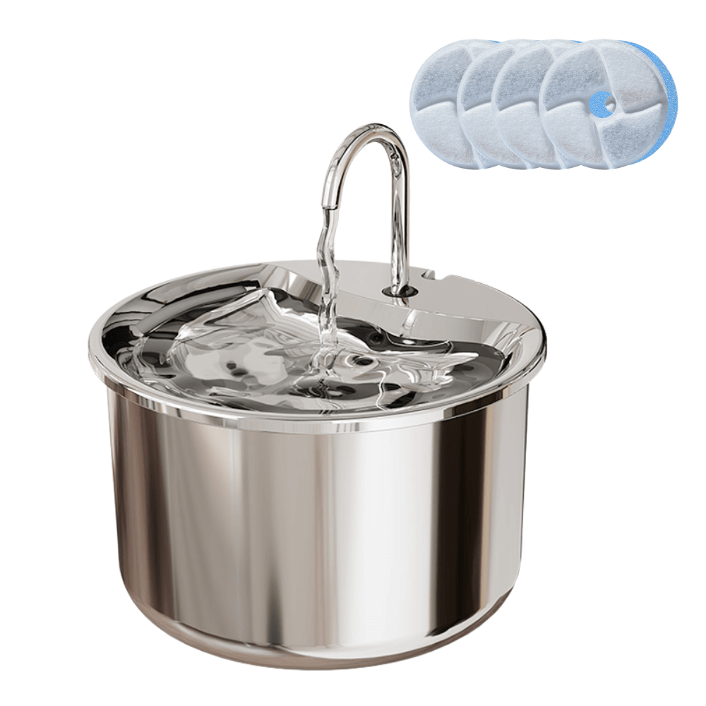 2L Stainless Steel Pet Water Fountain with Filter Refills