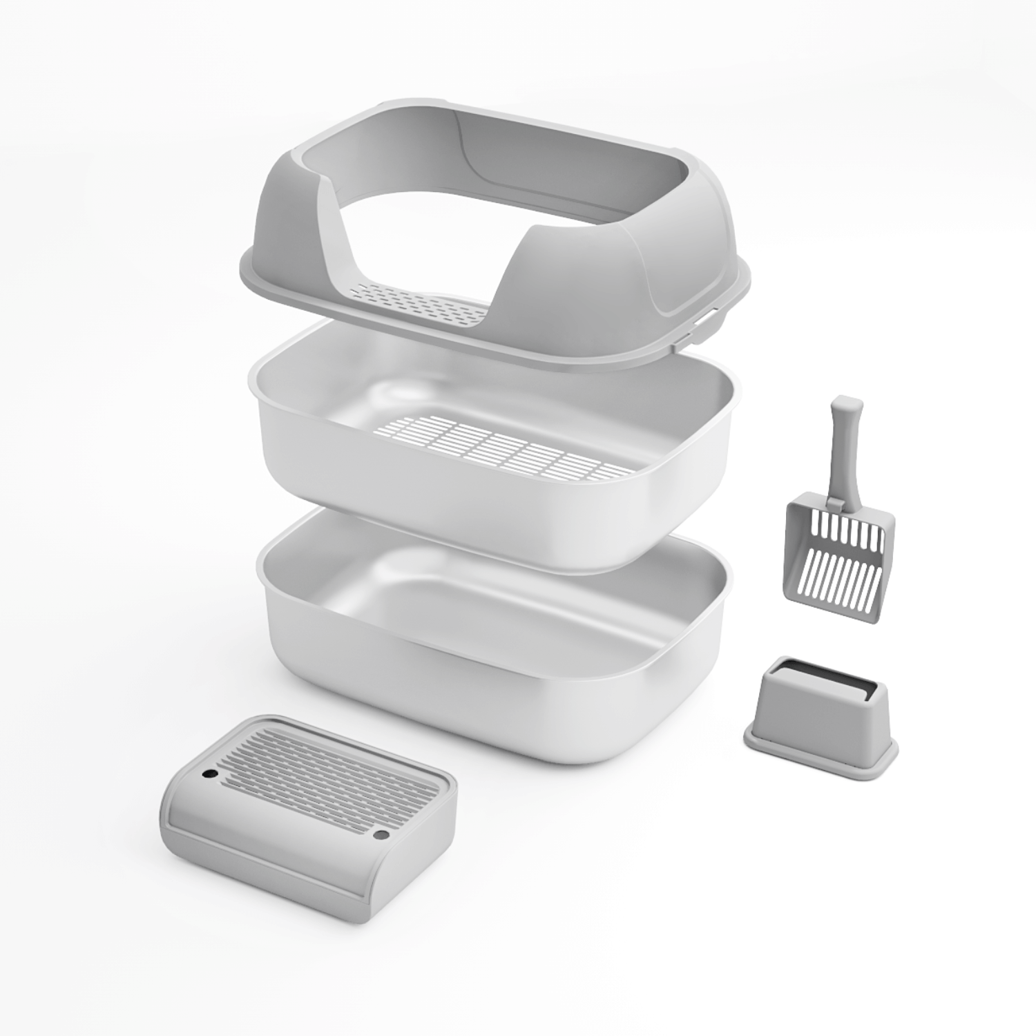 XL Stainless Steel Sifting Litter Box for Regular Clumping Litter