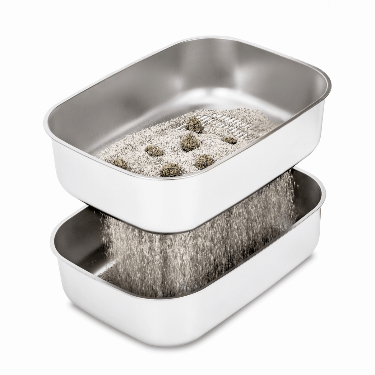 XL Stainless Steel Sifting Litter Box for pets.