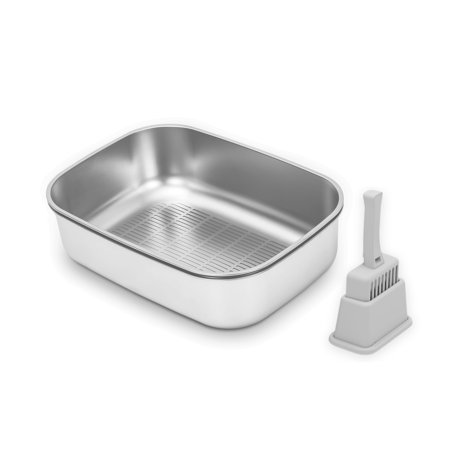 XL Stainless Steel Sifting Litter Box for Regular Clumping Litter