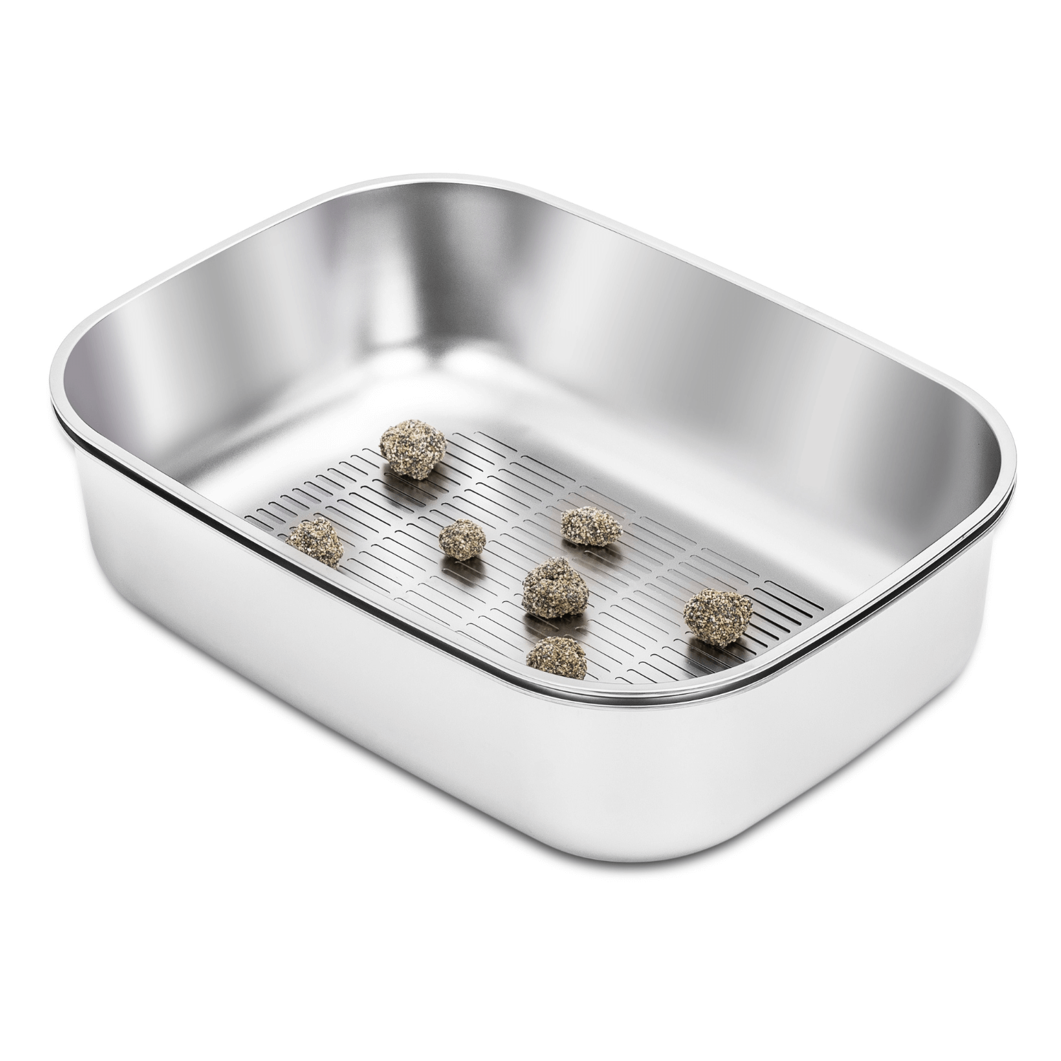 XL Stainless Steel Sifting Litter Box for Regular Clumping Litter