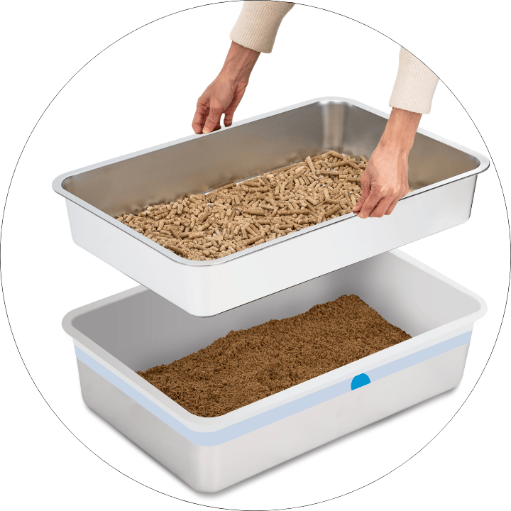 Stainless Steel Sifting Litter Box For Pine Pellets - 23.6x15.7x8 Inch Two Pan Set With Scoop Tidy Cats Breeze Litter Box
