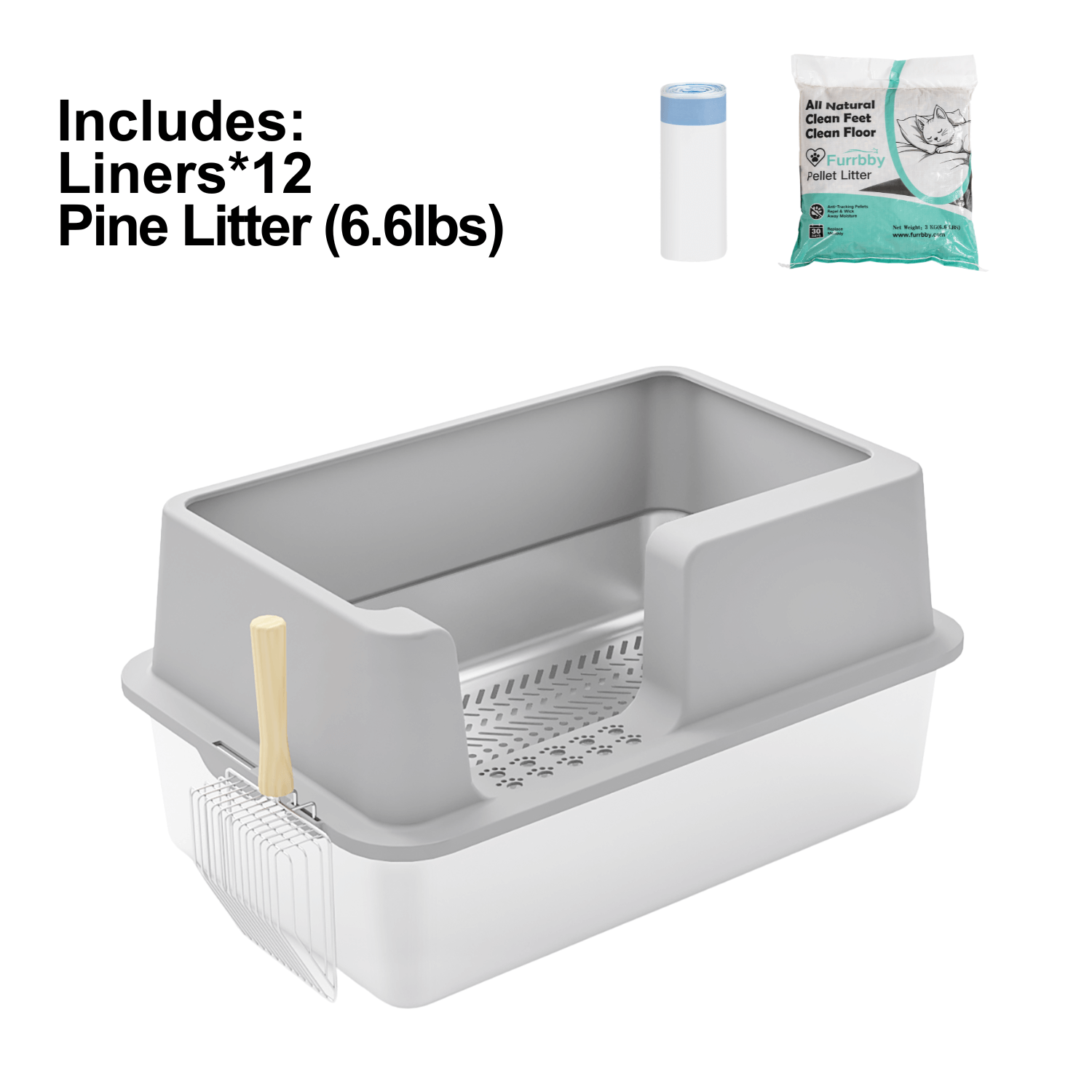 XL Stainless Steel Sifting Litter Box for Pine Pellet