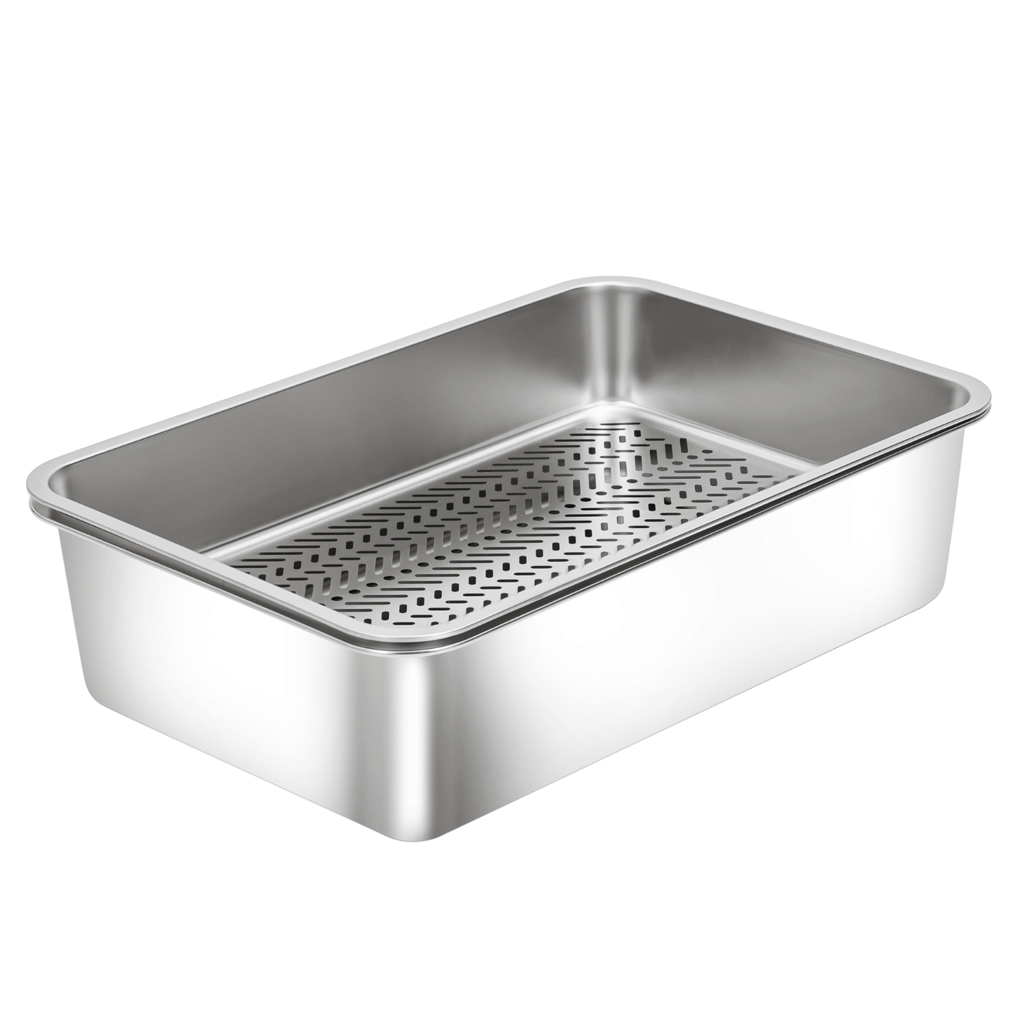 XL Stainless Steel Sifting Litter Box for Pine Pellet