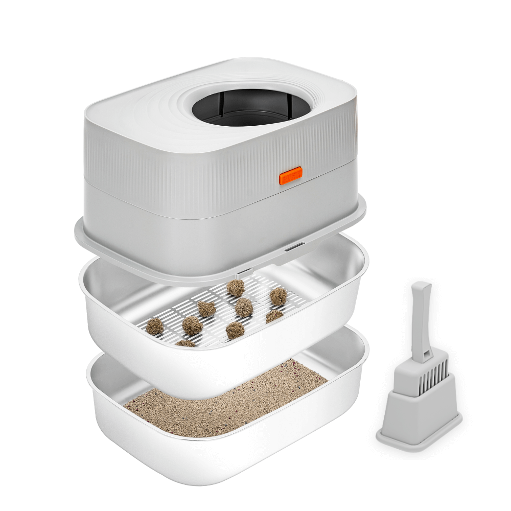 XL Full Enclosed Stainless Steel Sifting Litter Box for Regular Clumping Litter