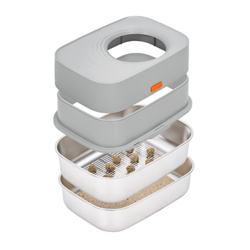 XL Full Enclosed Stainless Steel Sifting Litter Box for Regular Clumping Litter