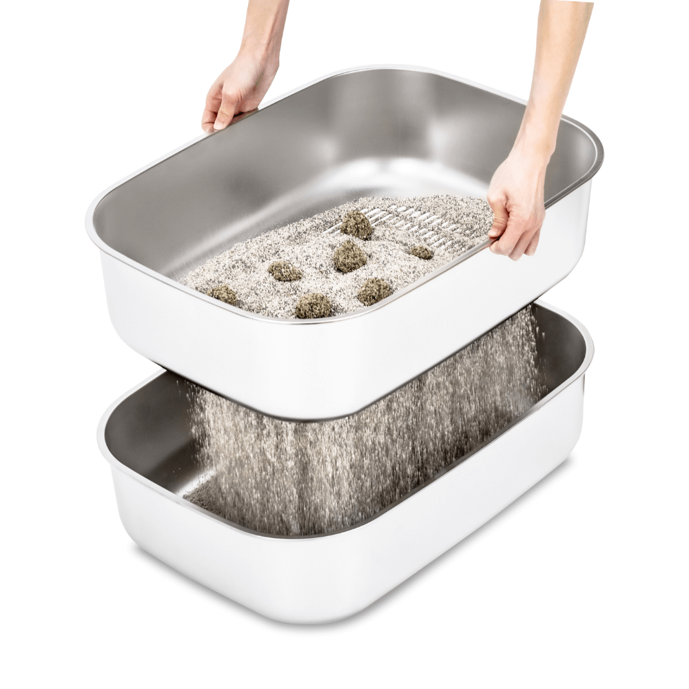 XL Full Enclosed Stainless Steel Sifting Litter Box for Regular Clumping Litter