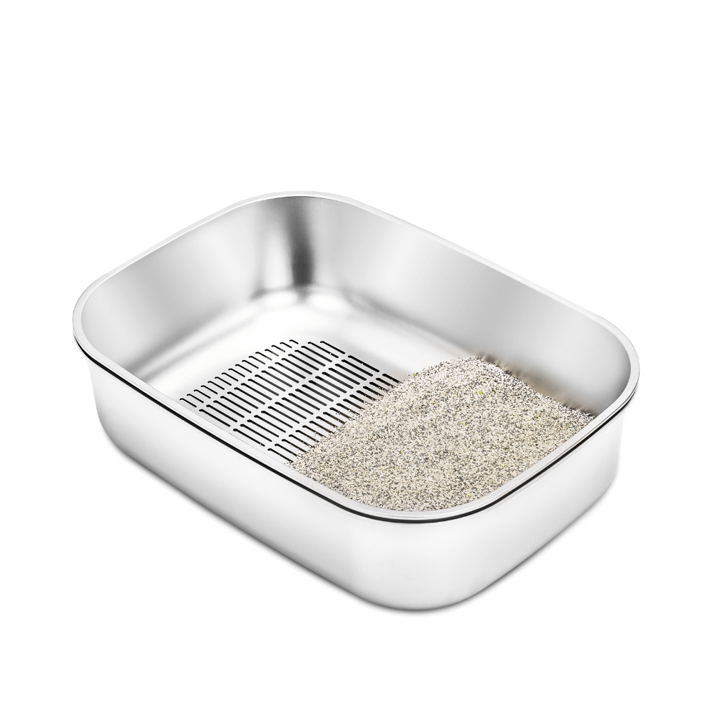XL Full Enclosed Stainless Steel Sifting Litter Box for Regular Clumping Litter