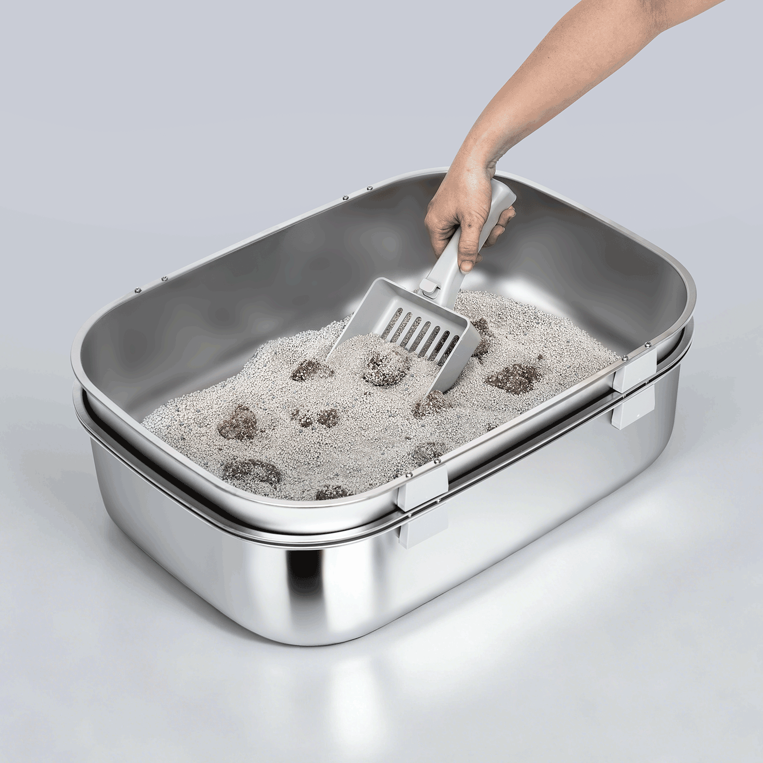Triple-Tray XL Stainless Steel Sifting Litter Box