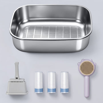 Furrbby XL Stainless Steel Sifting Litter Box Ultra Bundle
