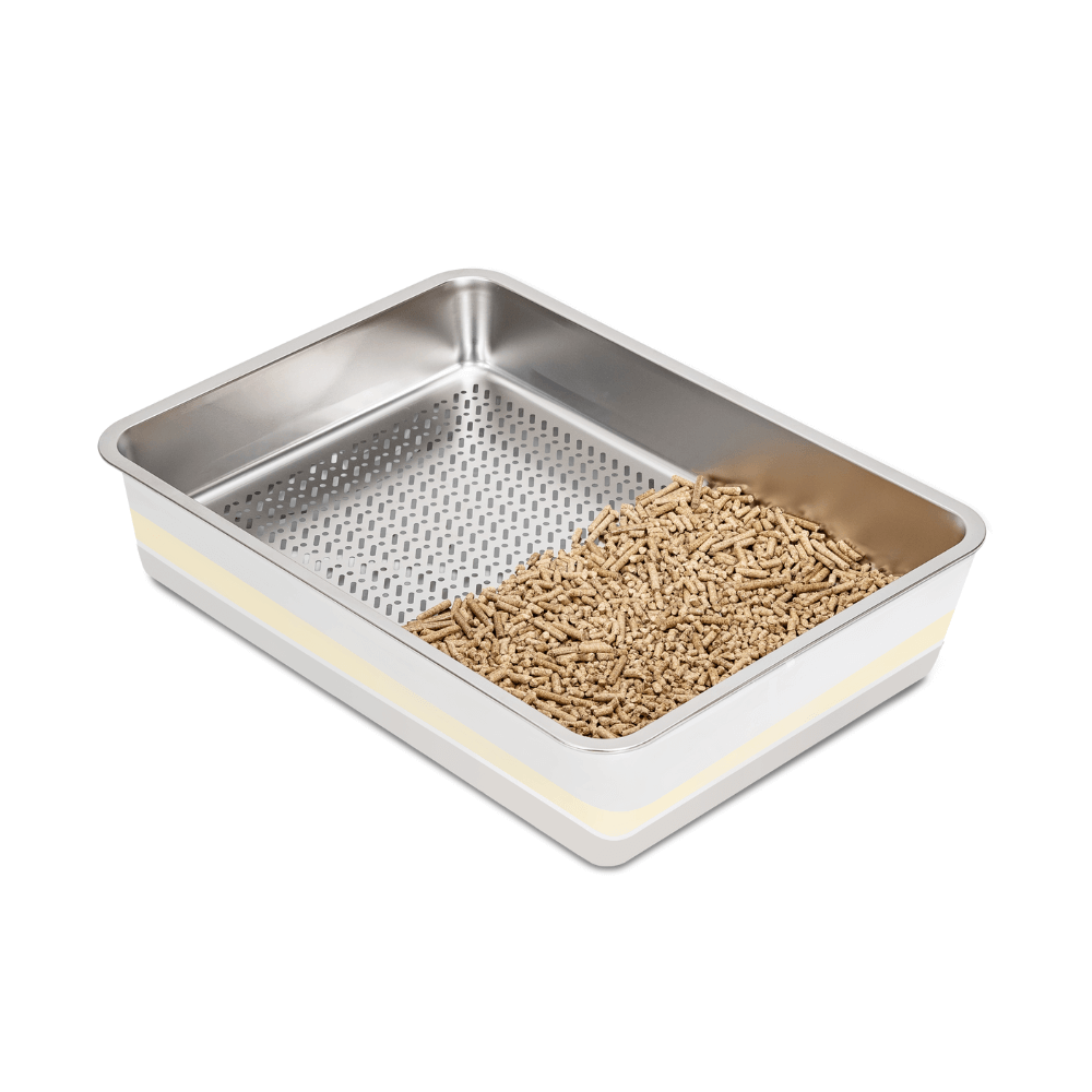 XXL Stainless Steel Sifting Litter Box for Pine Pellet