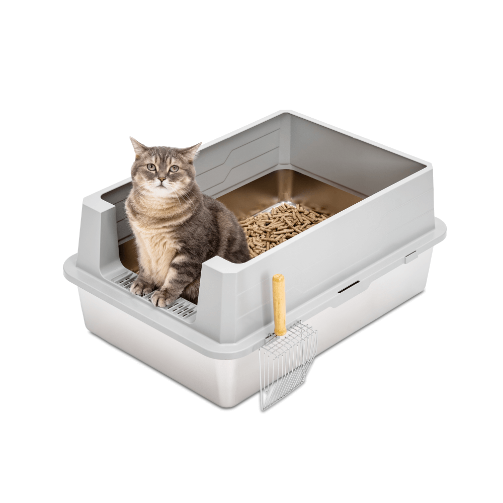 XXL Stainless Steel Sifting Litter Box for Pine Pellet