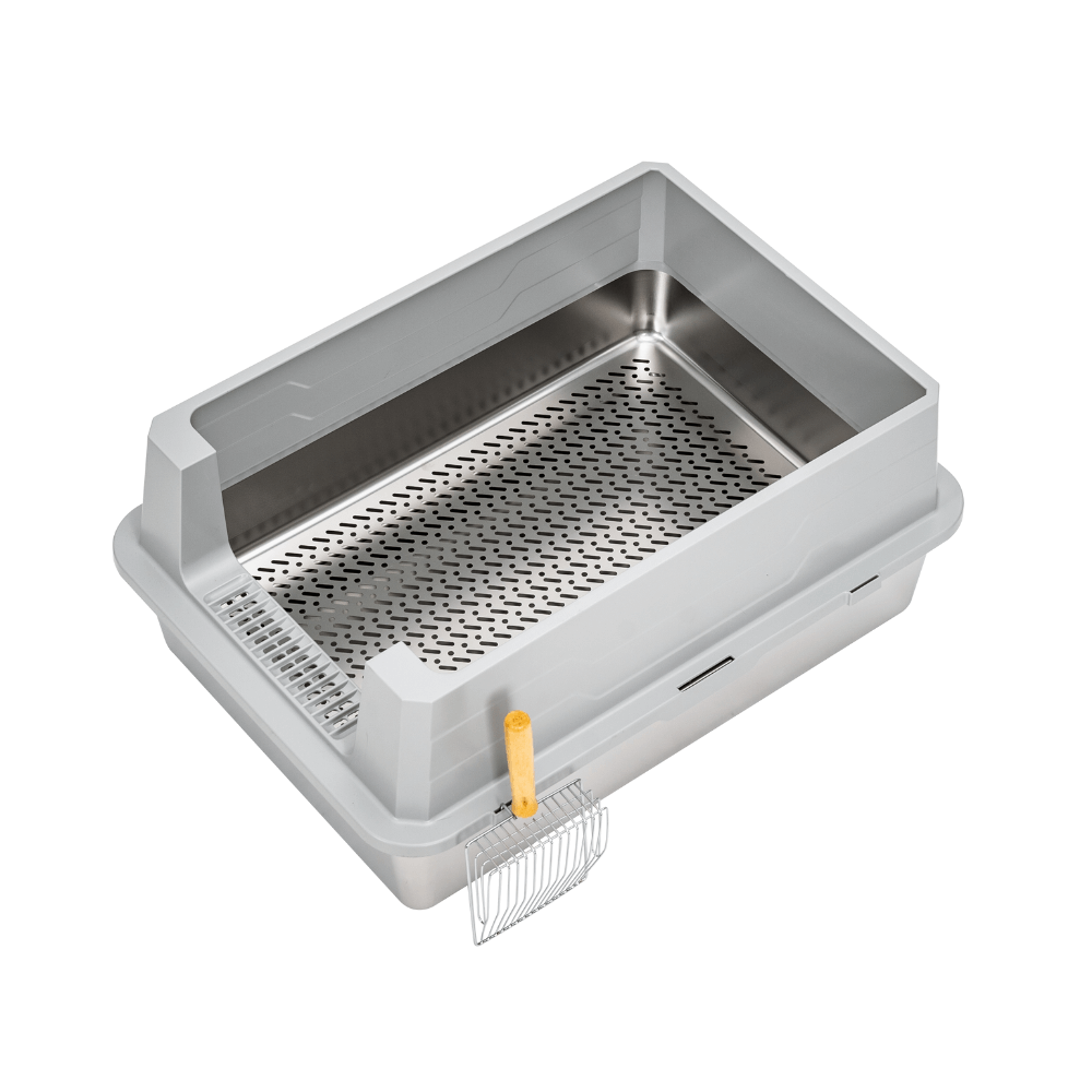 XXL Stainless Steel Sifting Litter Box for Pine Pellet