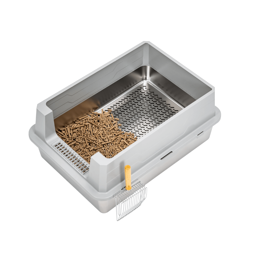 XXL Stainless Steel Sifting Litter Box for Pine Pellet