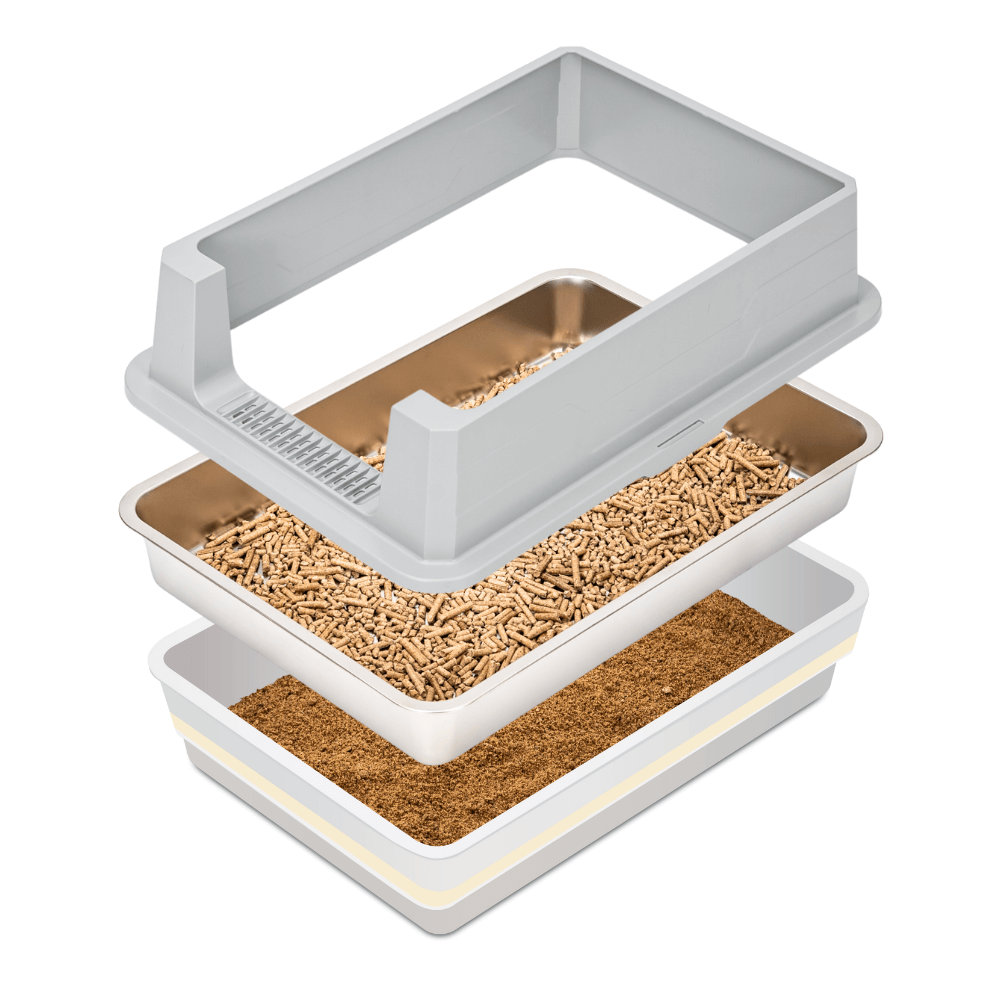 XXL Stainless Steel Sifting Litter Box for Pine Pellet